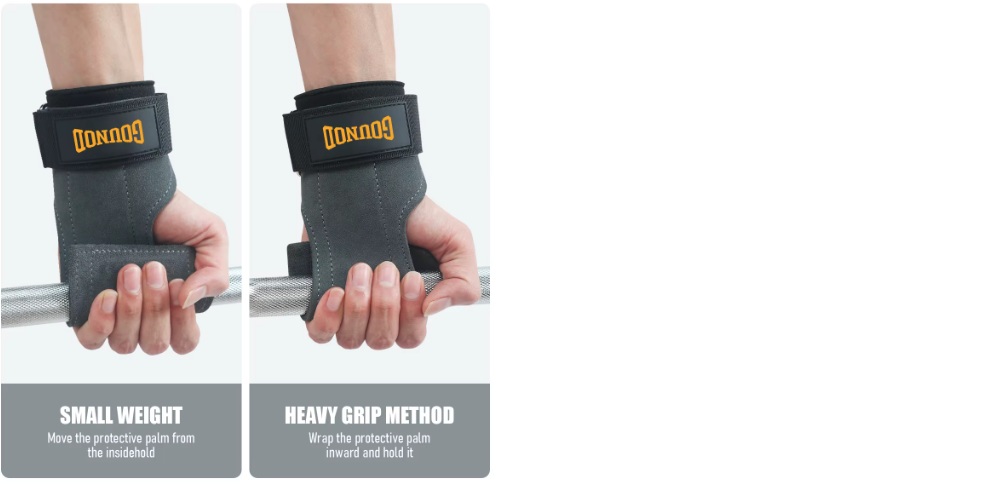 Two grip methods: small weight hold from the inside, and heavy grip wrapped inward